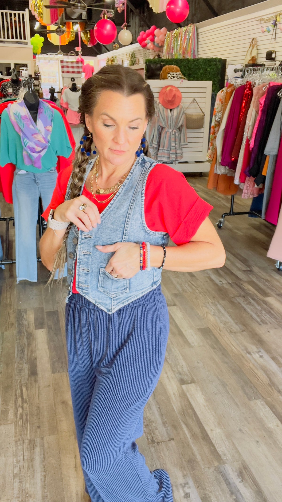 3-9150 Acid Wash Demin Andy Vest-Vest-Broken Boutique-Palestine-TX