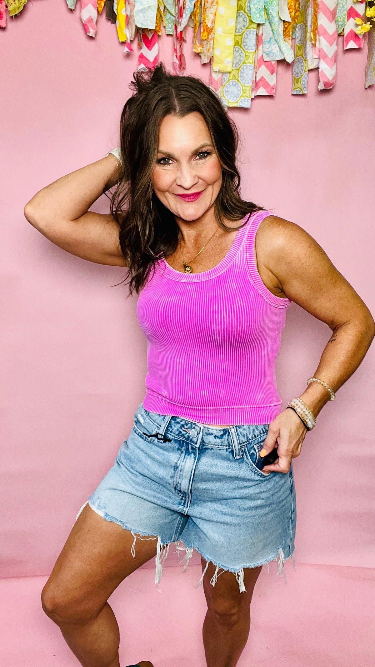 Bright Mauve Tank Top-sleeveless-Broken Boutique-Palestine-TX