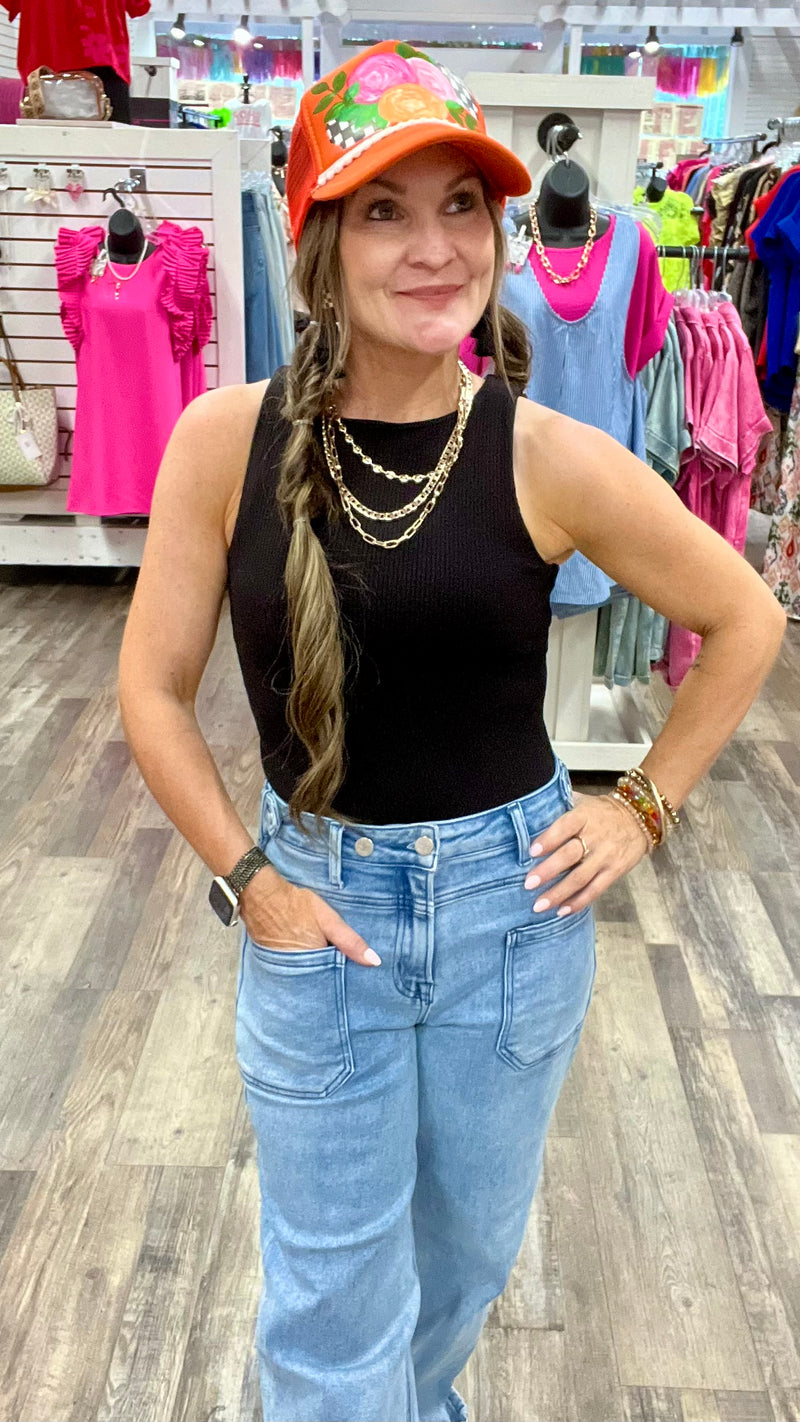 Black Krystal Bodysuit-Sleeveless-Broken Boutique-Palestine-TX