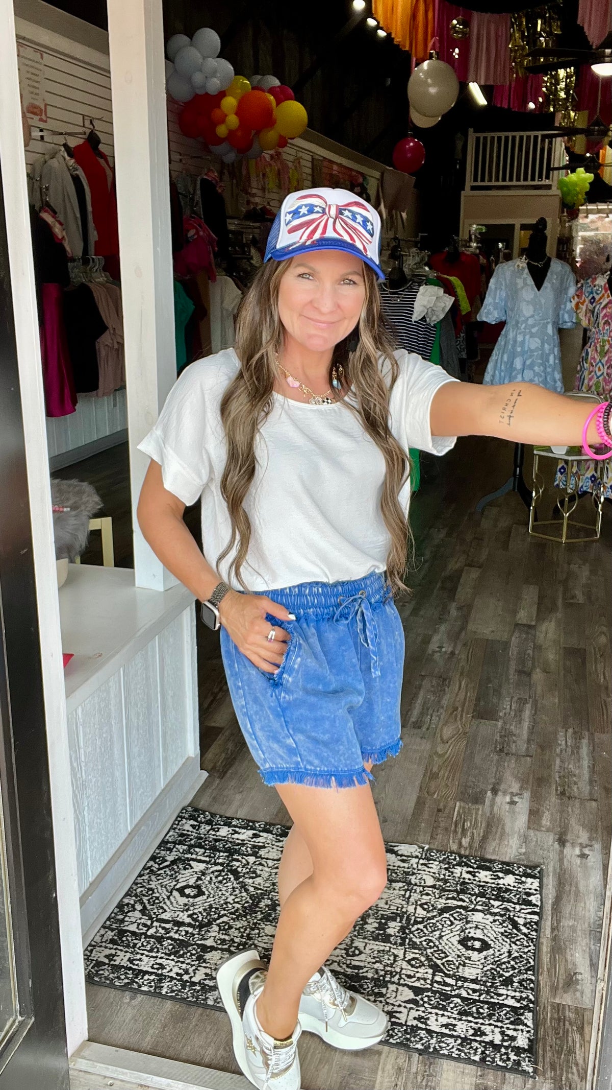 3-7274 Blue Lindsey Shorts-denim shorts-Broken Boutique-Palestine-TX