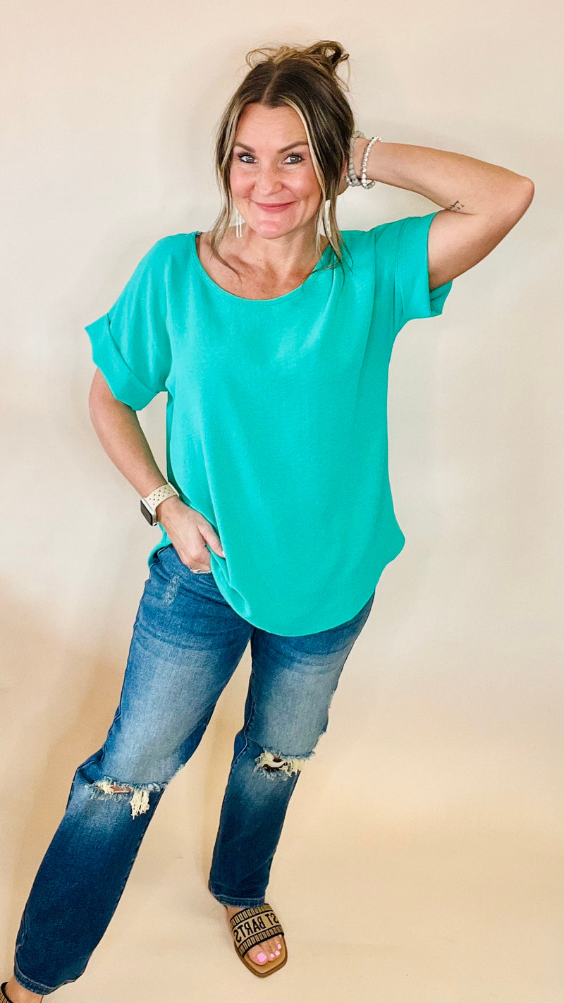 Kelly Green Celine Top-Blouses-Broken Boutique-Palestine-TX