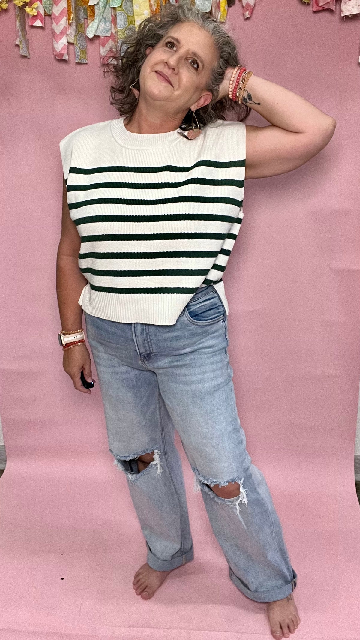Boyfriend Jennifer jean with cuff-Denim-Broken Boutique-Palestine-TX