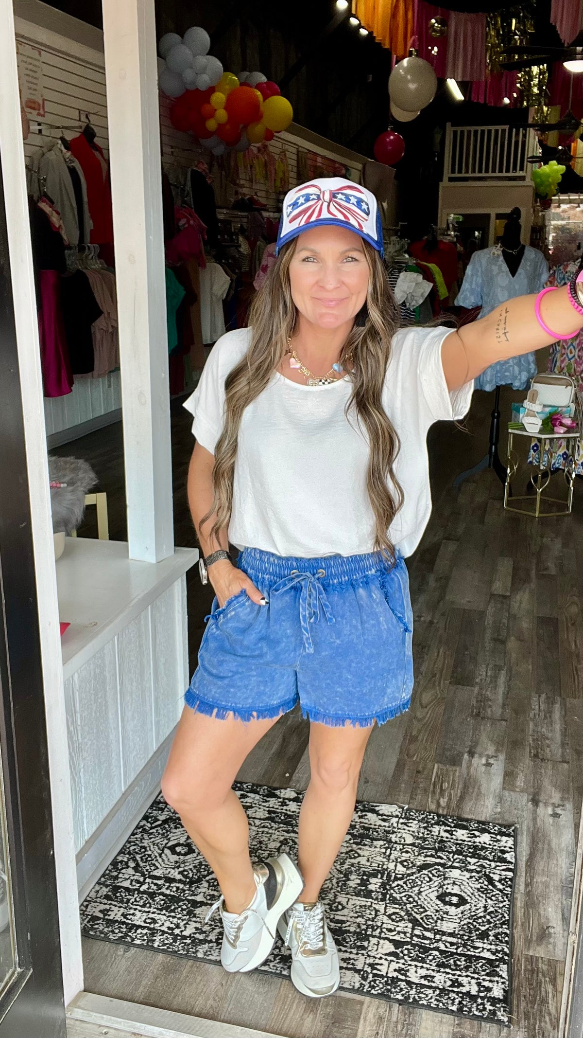 3-7274 Blue Lindsey Shorts-denim shorts-Broken Boutique-Palestine-TX