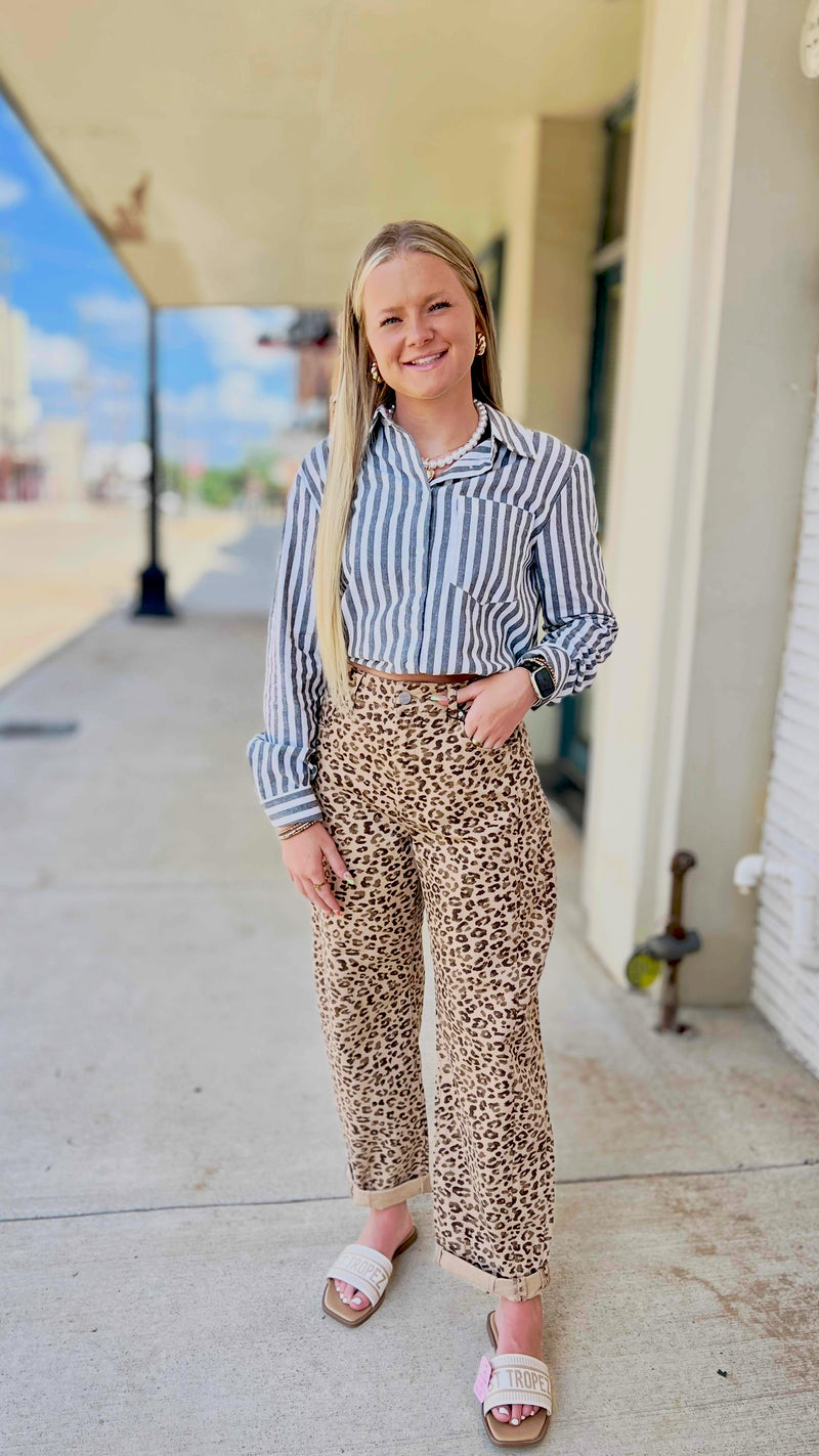 City Stripe Long Sleeve Blouse