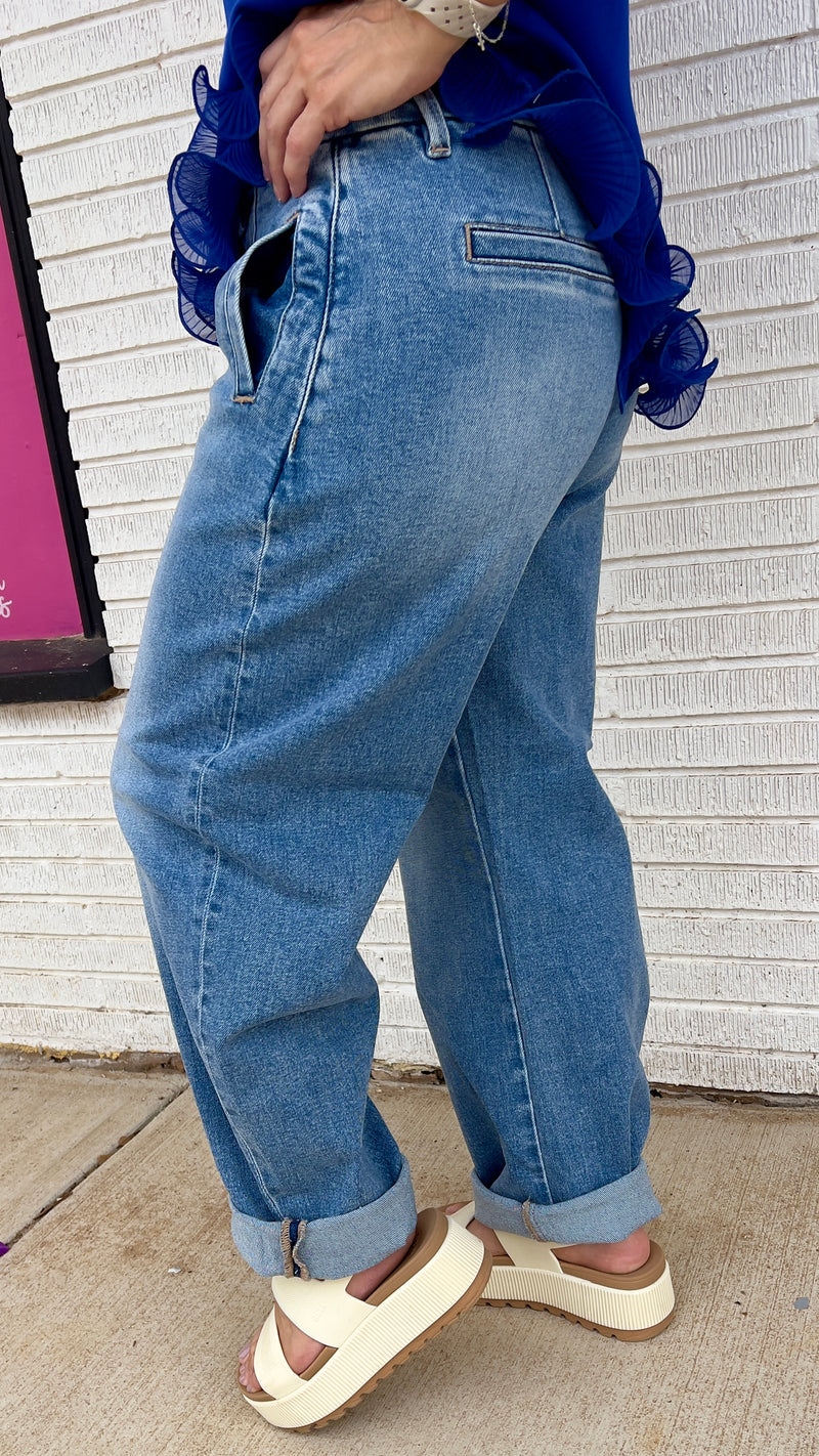 Evermore Risen Mid Rise Barrel Jeans