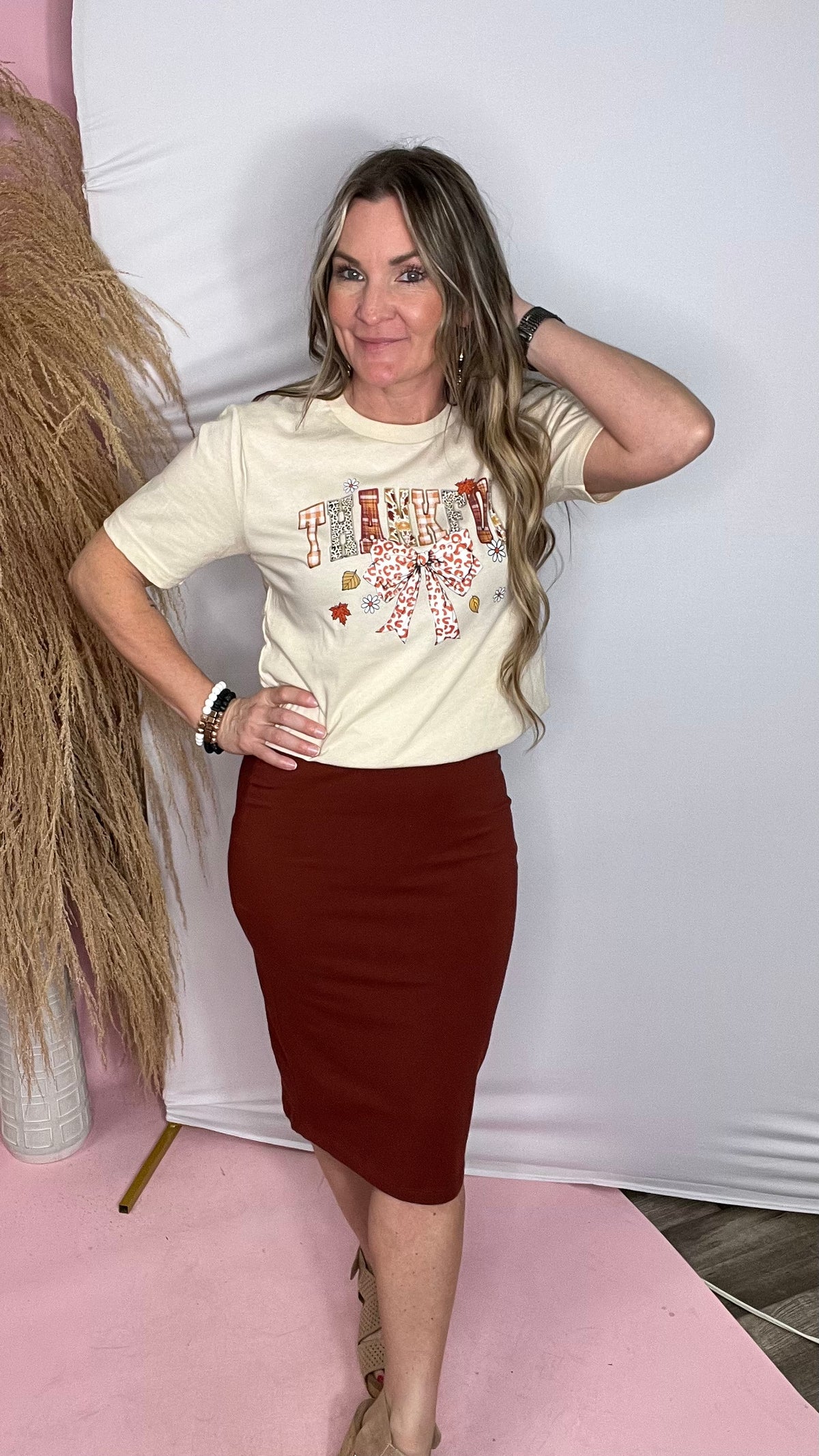 11-4562 Rust Lynn Skirt-knee skirt-Broken Boutique-Palestine-TX