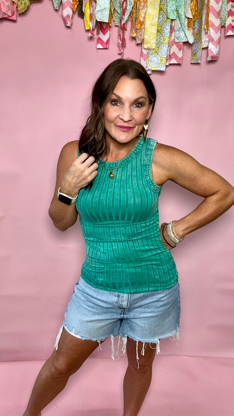 Green Ashlin Top-tank top-Broken Boutique-Palestine-TX