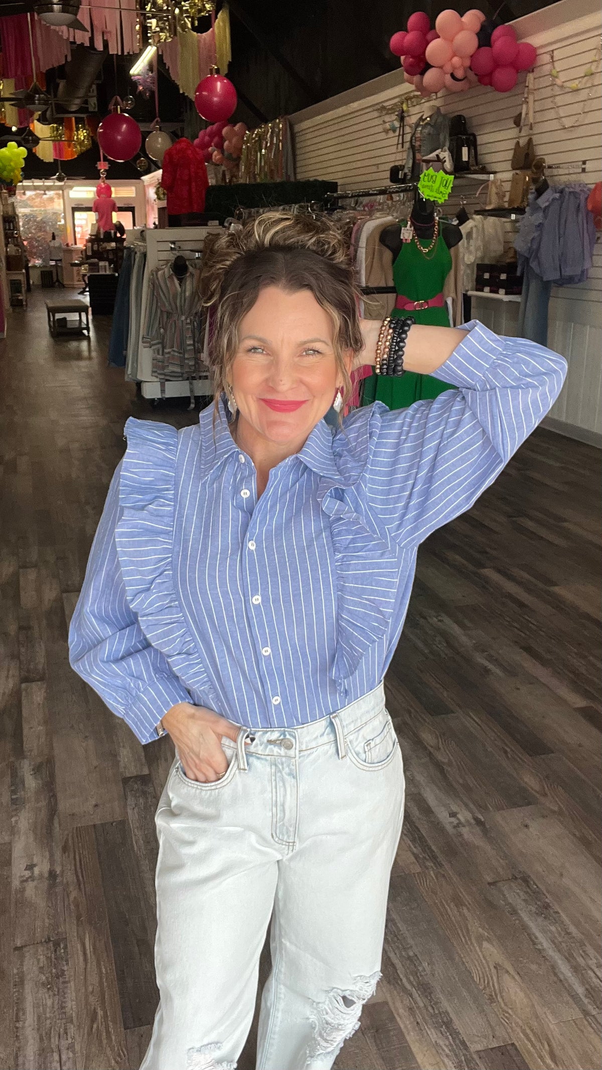 Denim Ashley Top-Blouses-Broken Boutique-Palestine-TX