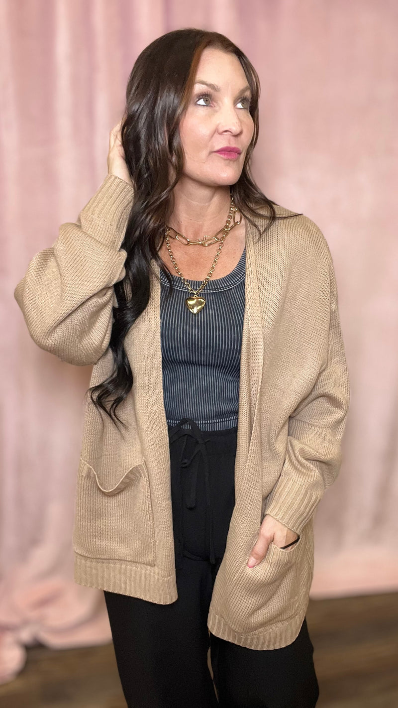 Coffee Date Cardi in Dark Taupe