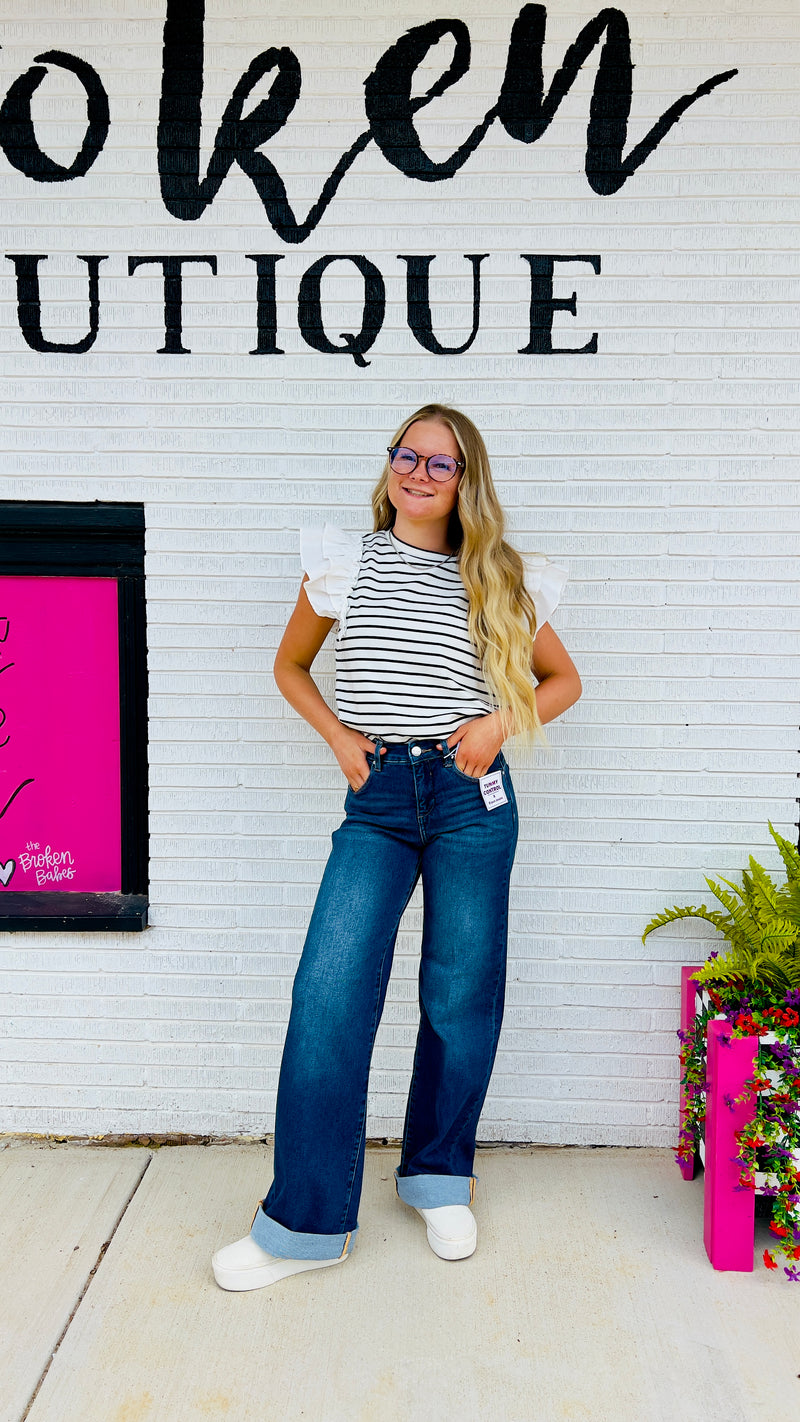 Wide Leg w/Cuff Lisa Jean-Denim-Broken Boutique-Palestine-TX