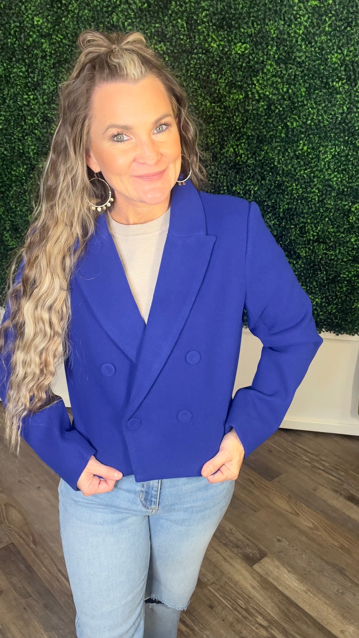 9-6137 Royal Blue Elaina Blazer-Blazer-Broken Boutique-Palestine-TX