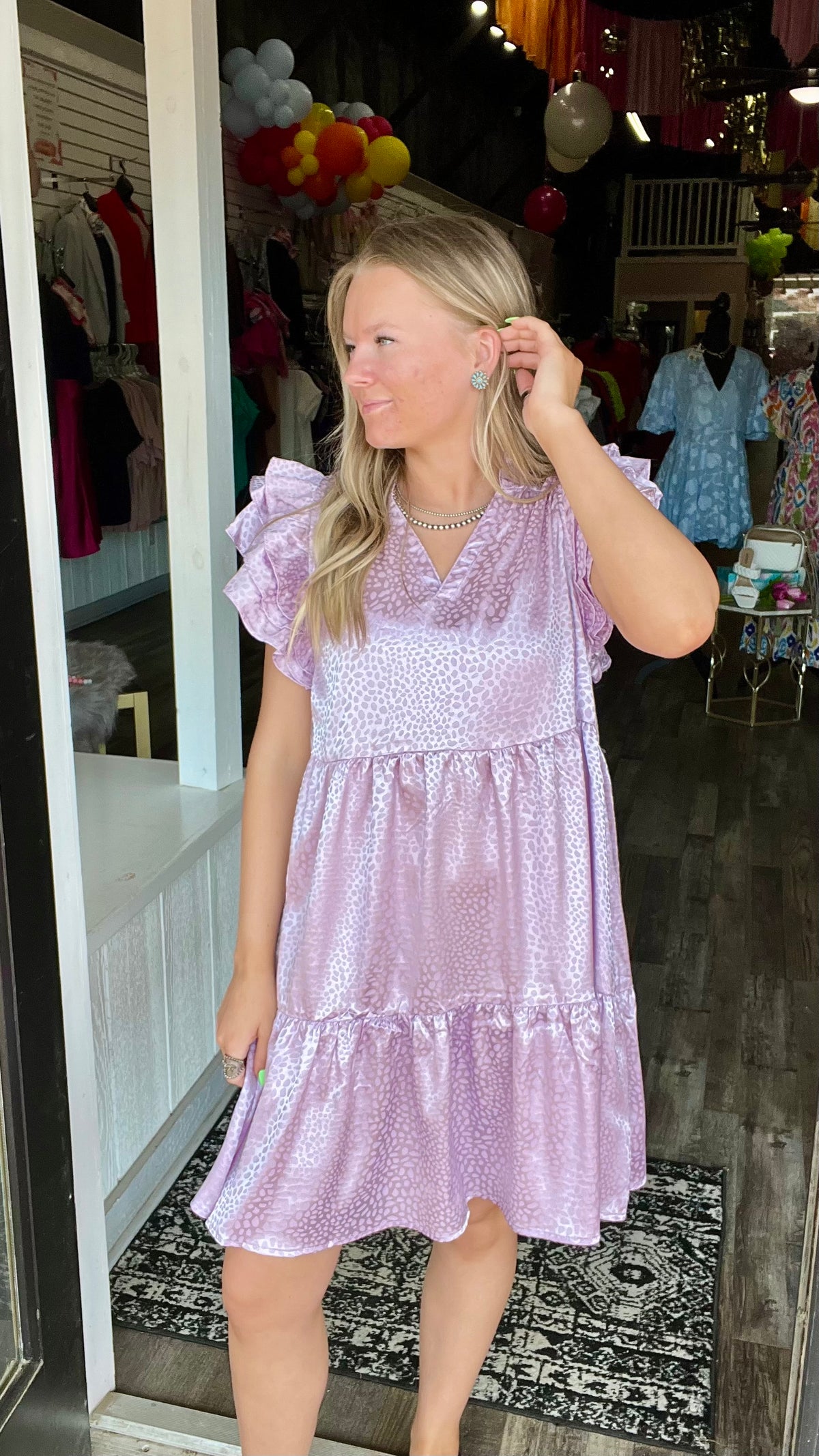 3-8130 Lavender April Dress-Mini Dress-Broken Boutique-Palestine-TX