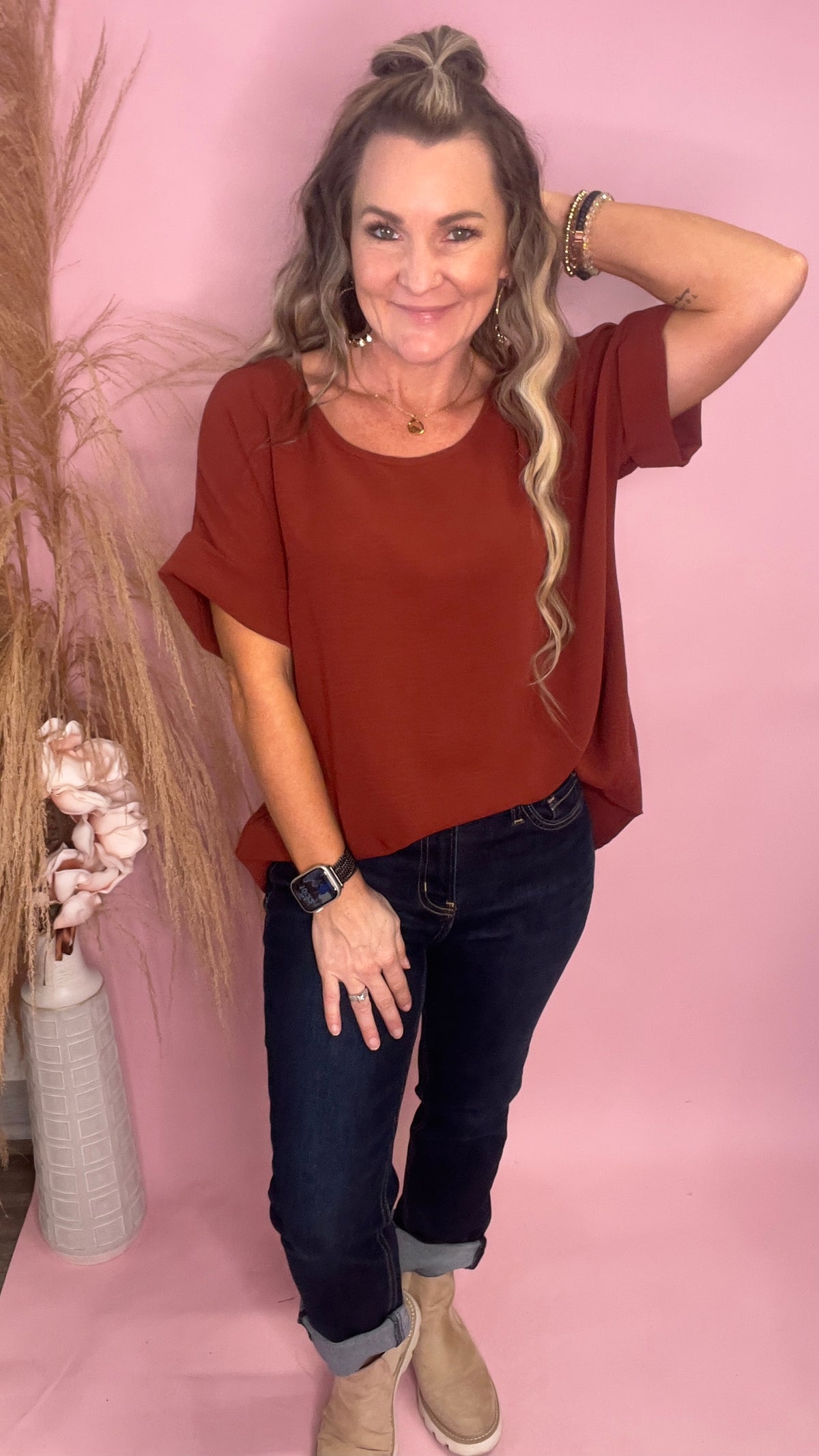 Chocolate Celine Top-Blouses-Broken Boutique-Palestine-TX