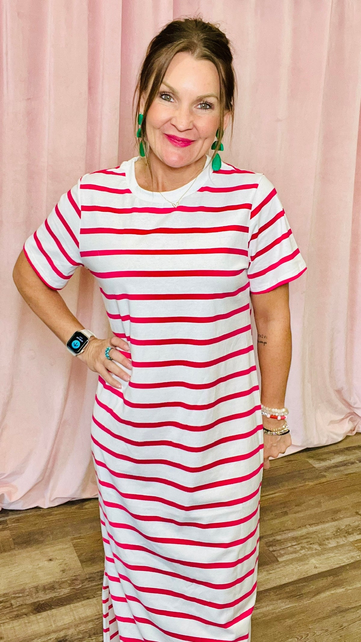 Stripe Me Happy Dress-Maxi Dress-Broken Boutique-Palestine-TX