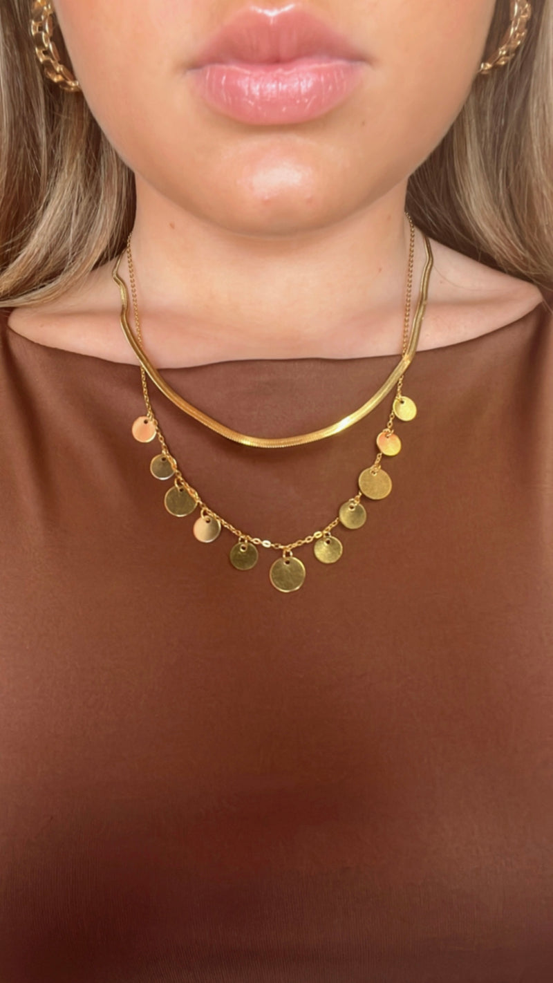 Shimmer Disc Layered necklace-Accessories-Broken Boutique