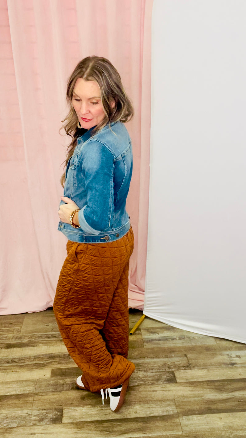 1-9004 Brown Quilted Bottoms-bottoms-Broken Boutique-Palestine-TX