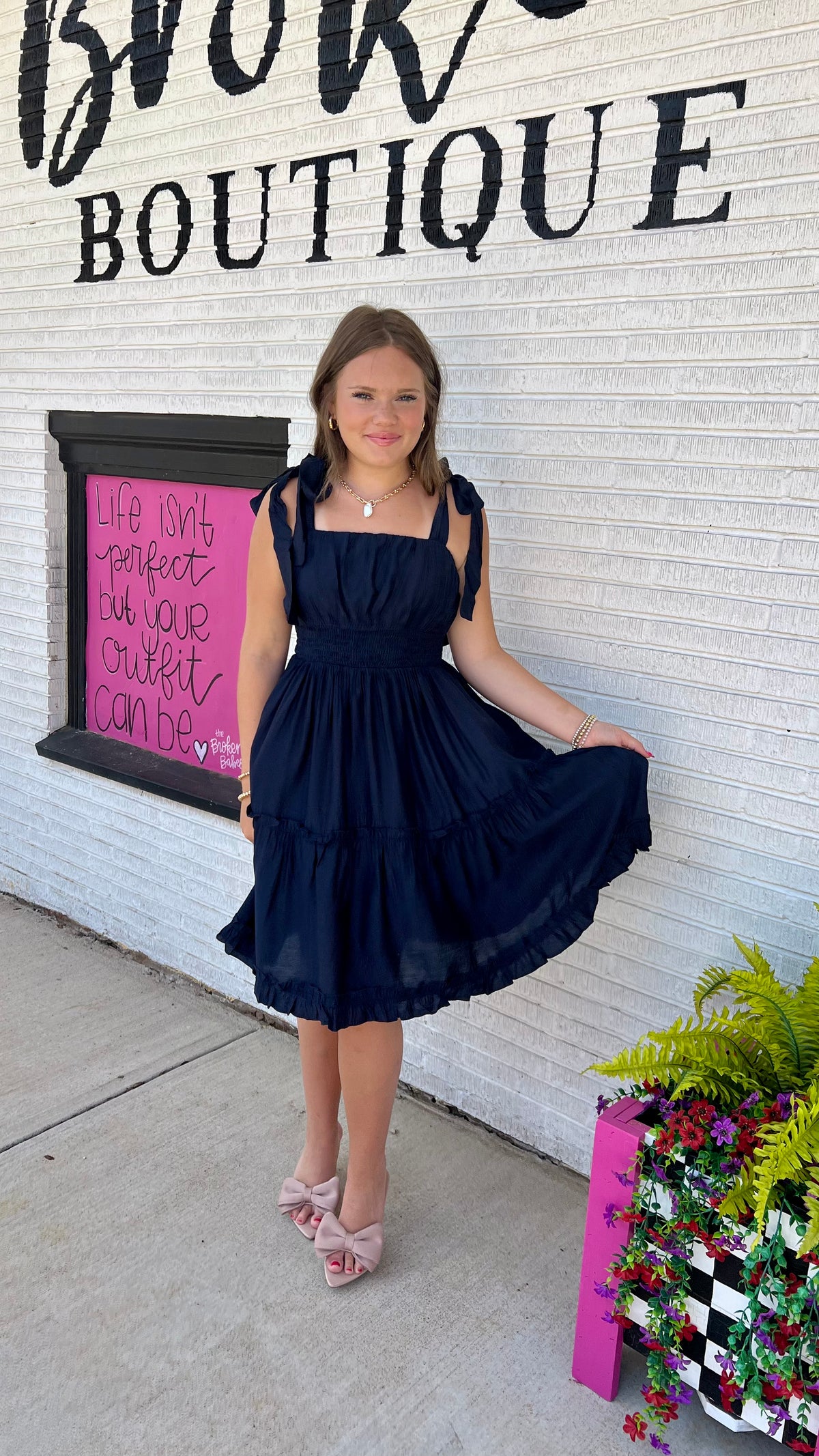 Midnight Suzan Mini Dress-Mini Dress-Broken Boutique-Palestine-TX