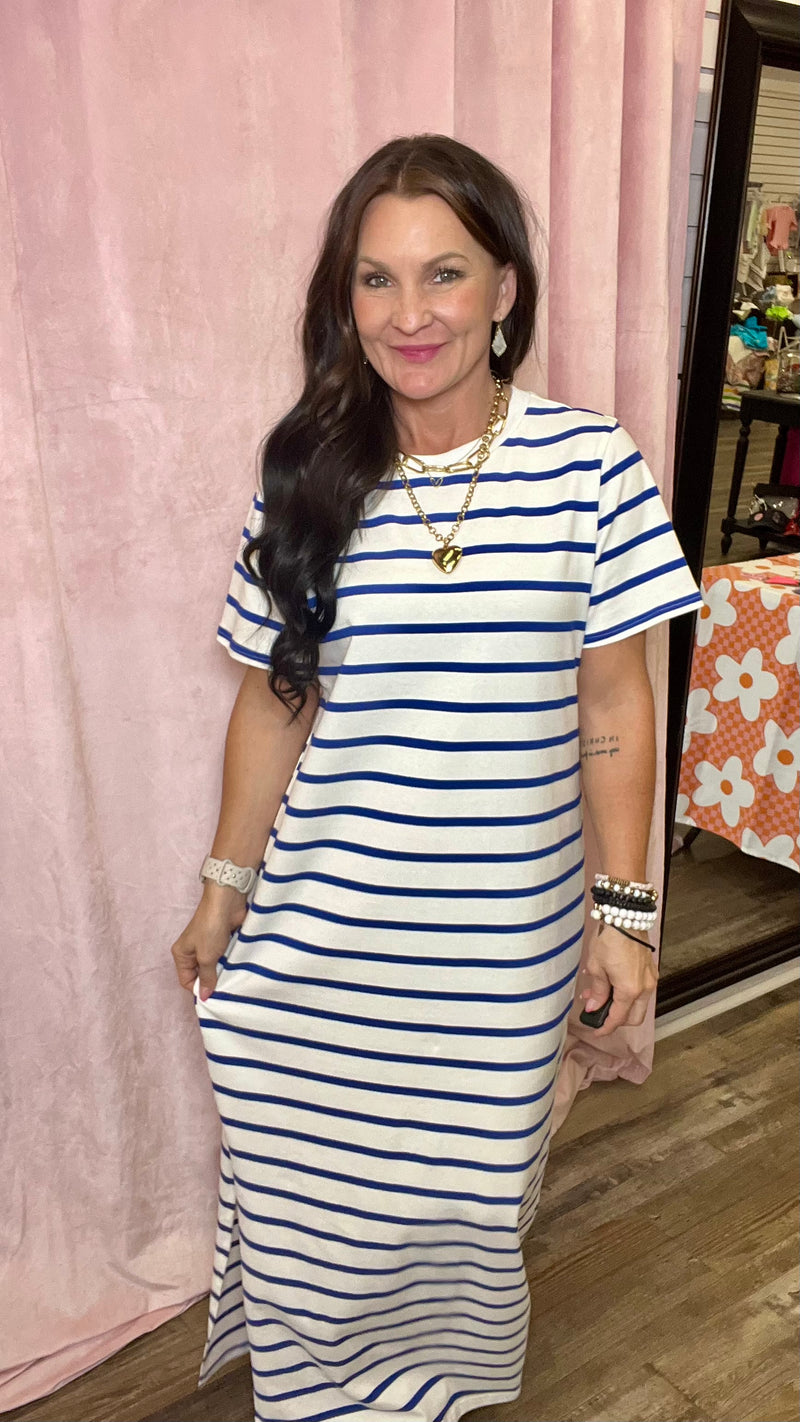 Stripe Me Happy Blue Dress