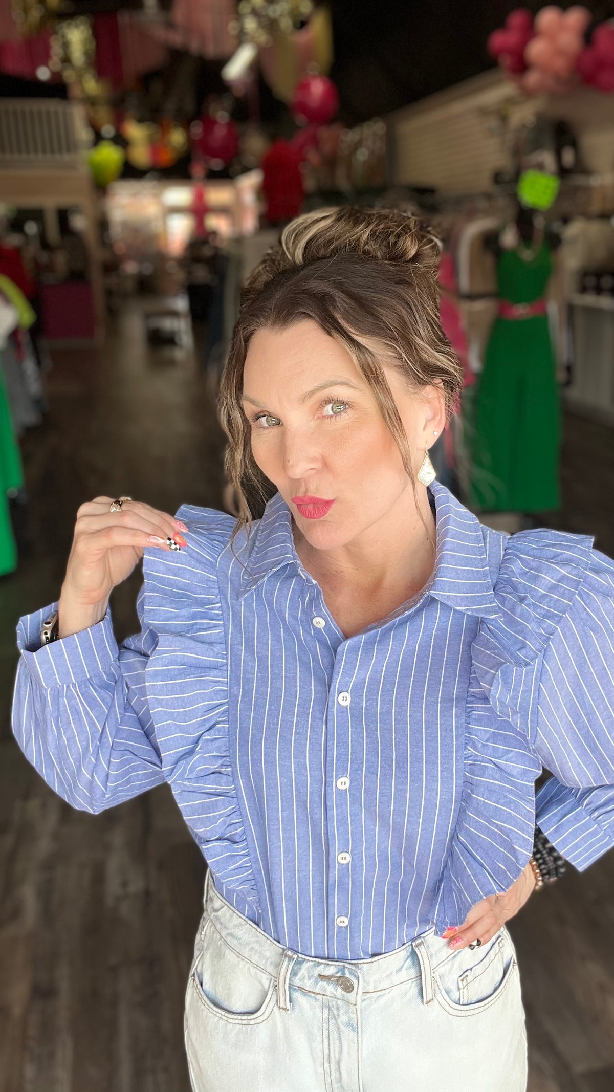 Denim Ashley Top-Blouses-Broken Boutique-Palestine-TX