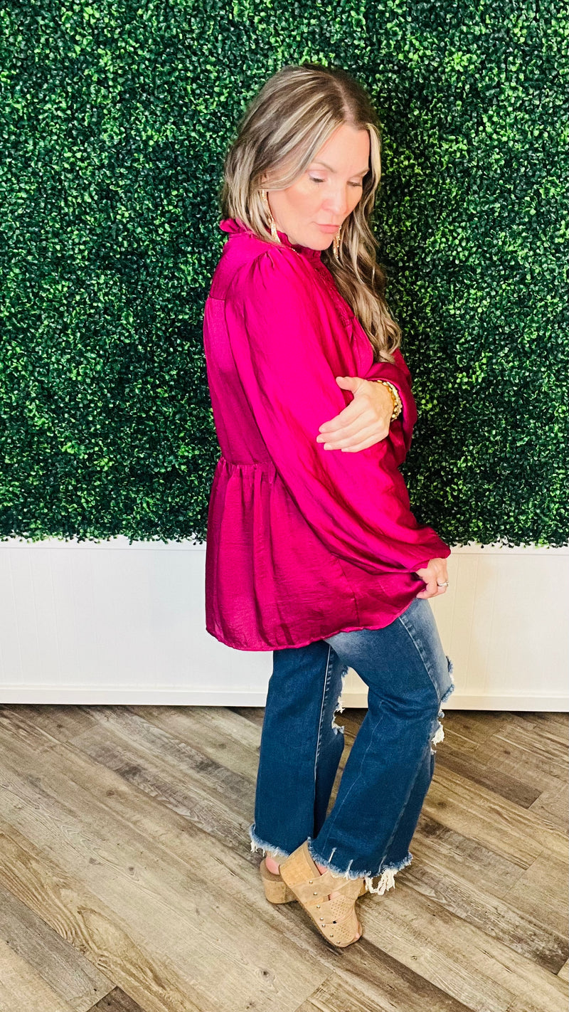 8-12100 Plum Davane Top-Blouses-Broken Boutique-Palestine-TX