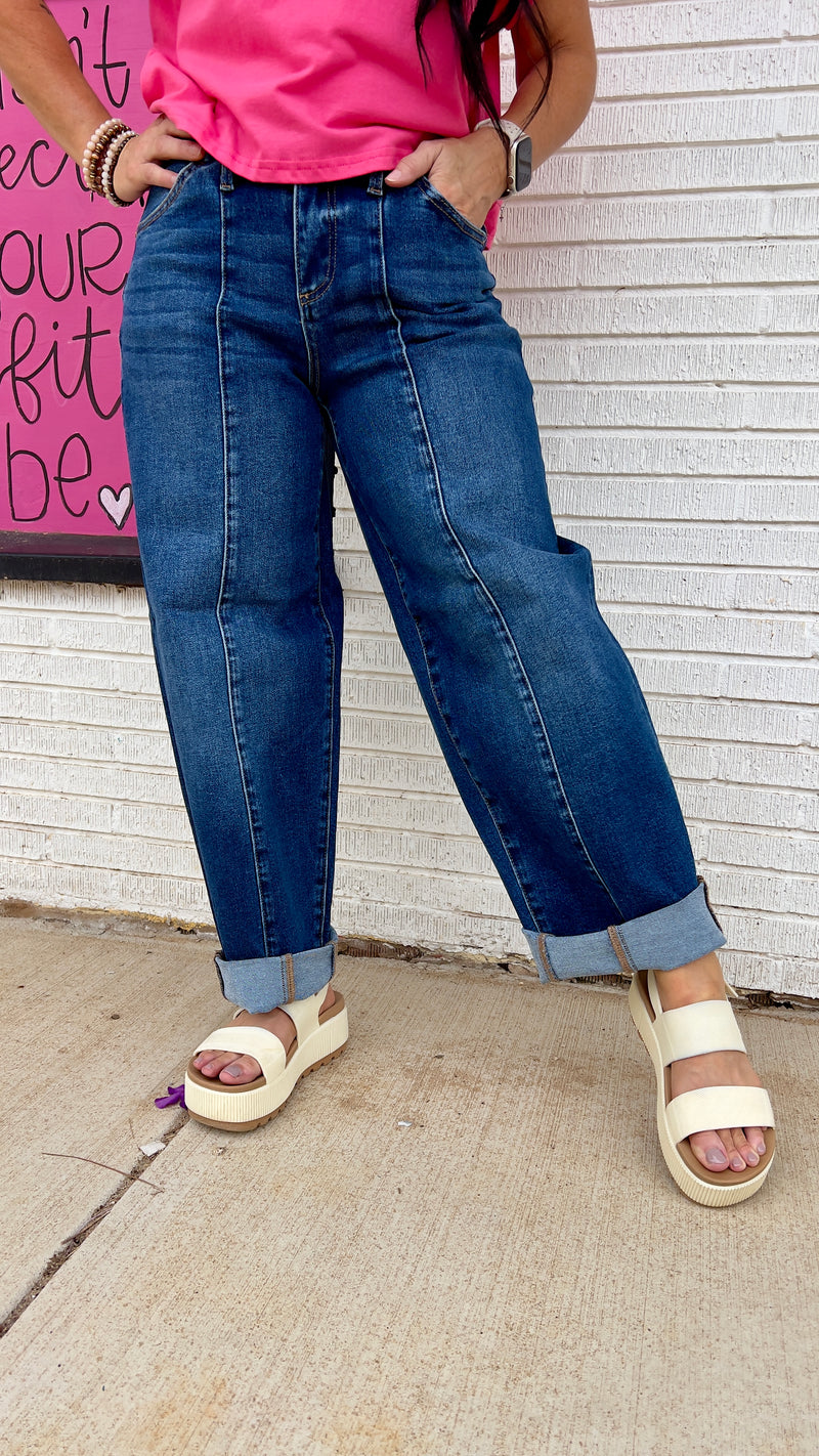 The Haven High Rise Barrel Jean