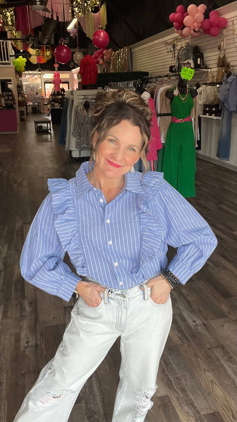 Denim Ashley Top-Blouses-Broken Boutique-Palestine-TX