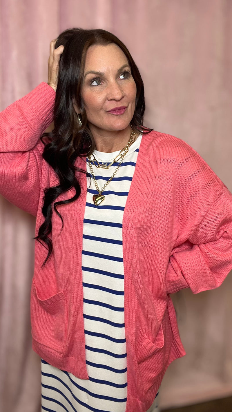 Coffee Date Cardi in Taffy Pink