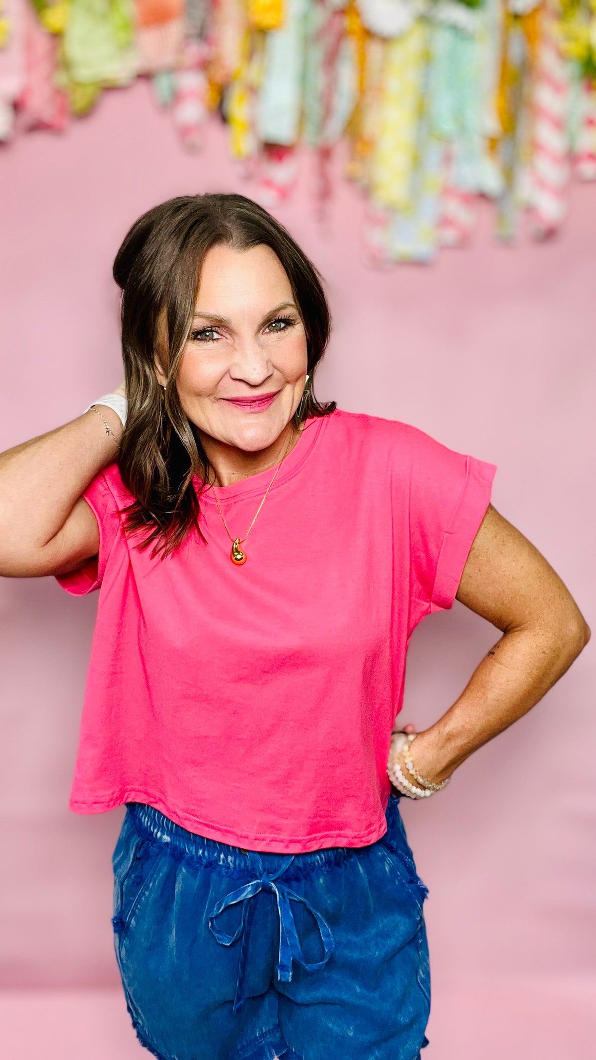 Fuchsia Mona Top-T shirt-Broken Boutique-Palestine-TX