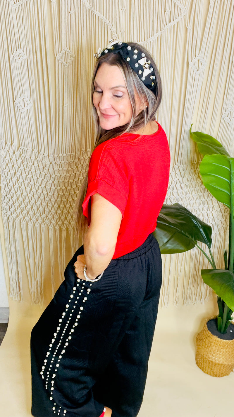 1-8793 Black Pearl Crop Pants-Crop Pants-Broken Boutique-Palestine-TX