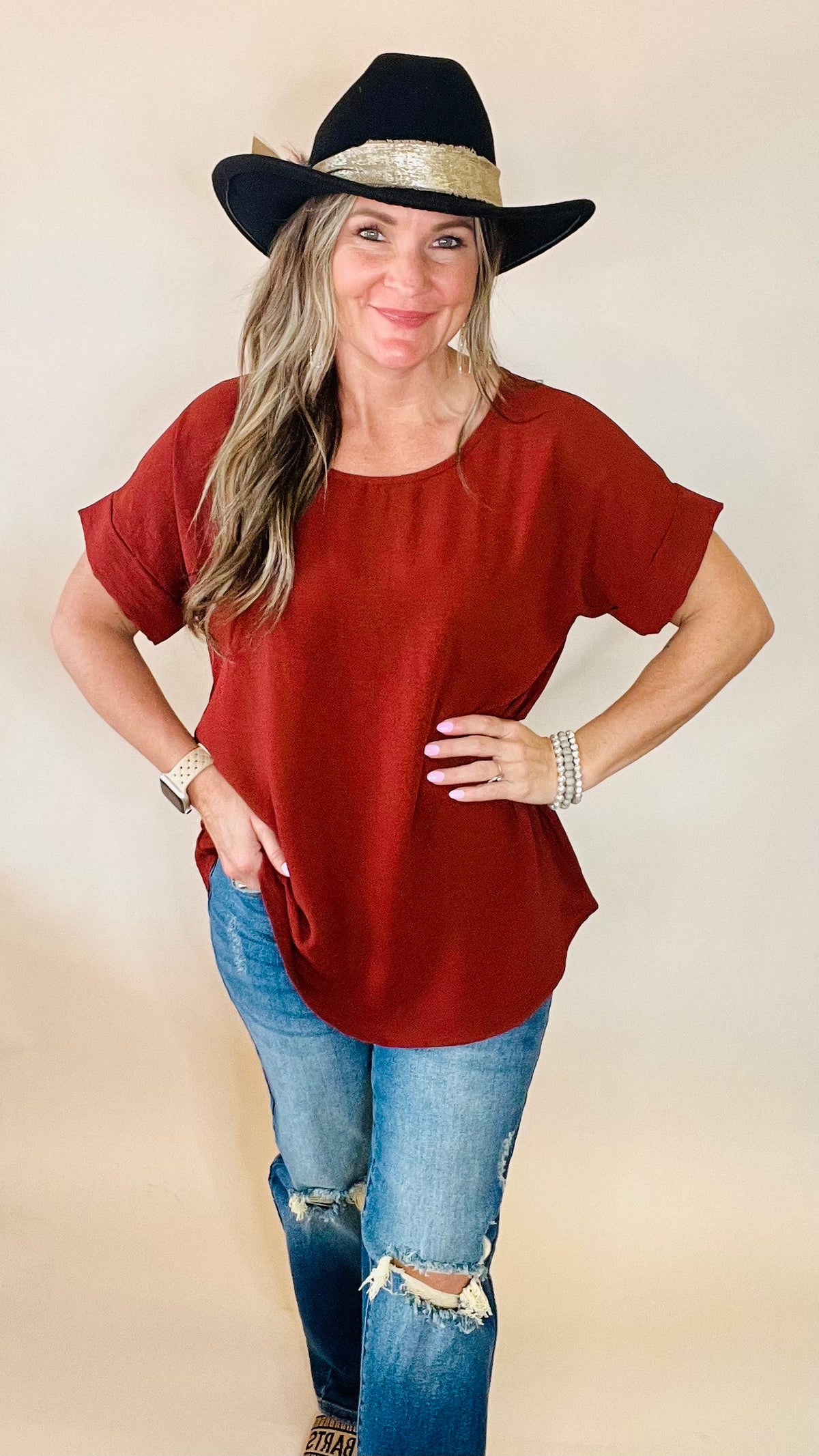 Chocolate Celine Top-Blouses-Broken Boutique-Palestine-TX
