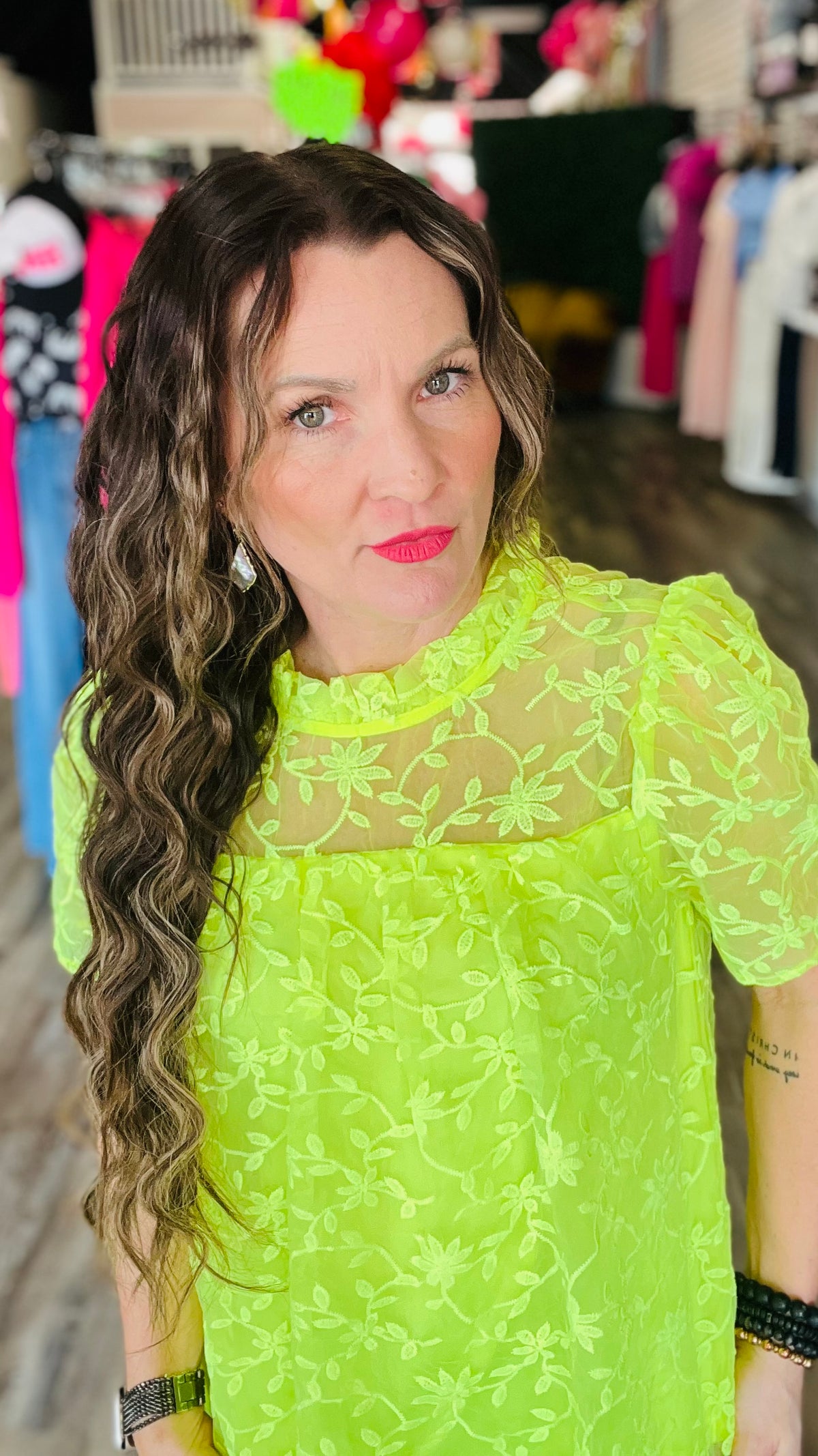 Lime Amy Top-Blouses-Broken Boutique-Palestine-TX