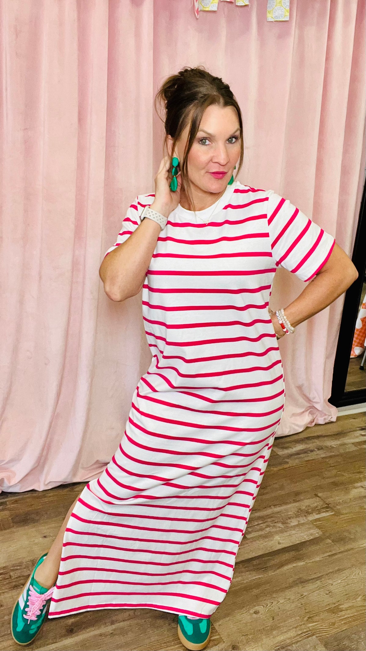 Stripe Me Happy Dress-Maxi Dress-Broken Boutique-Palestine-TX