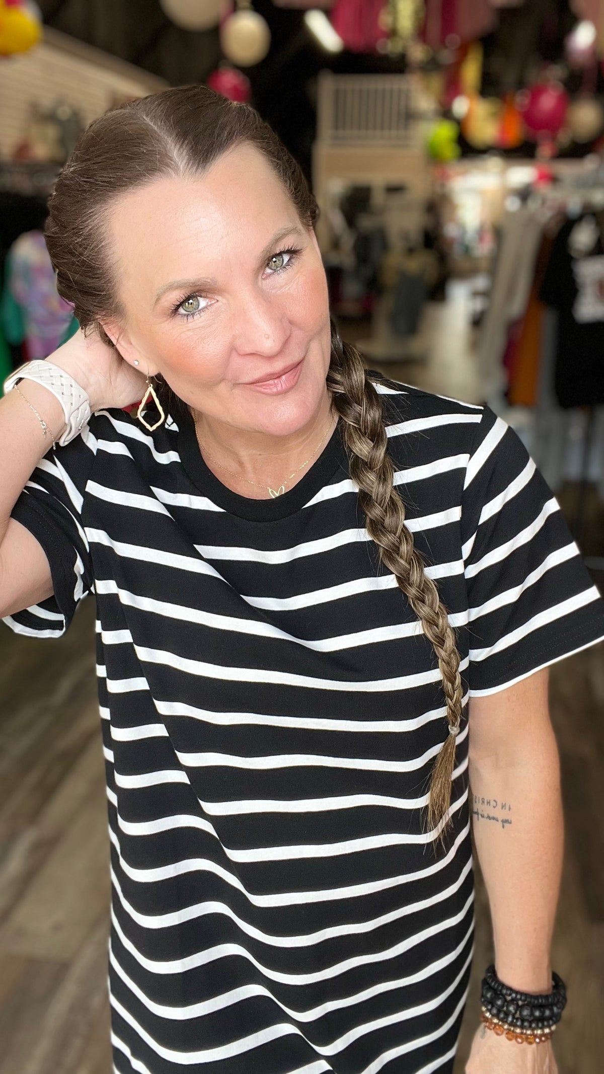 Black Stripe Maura Dress-Dresses-Broken Boutique-Palestine-TX