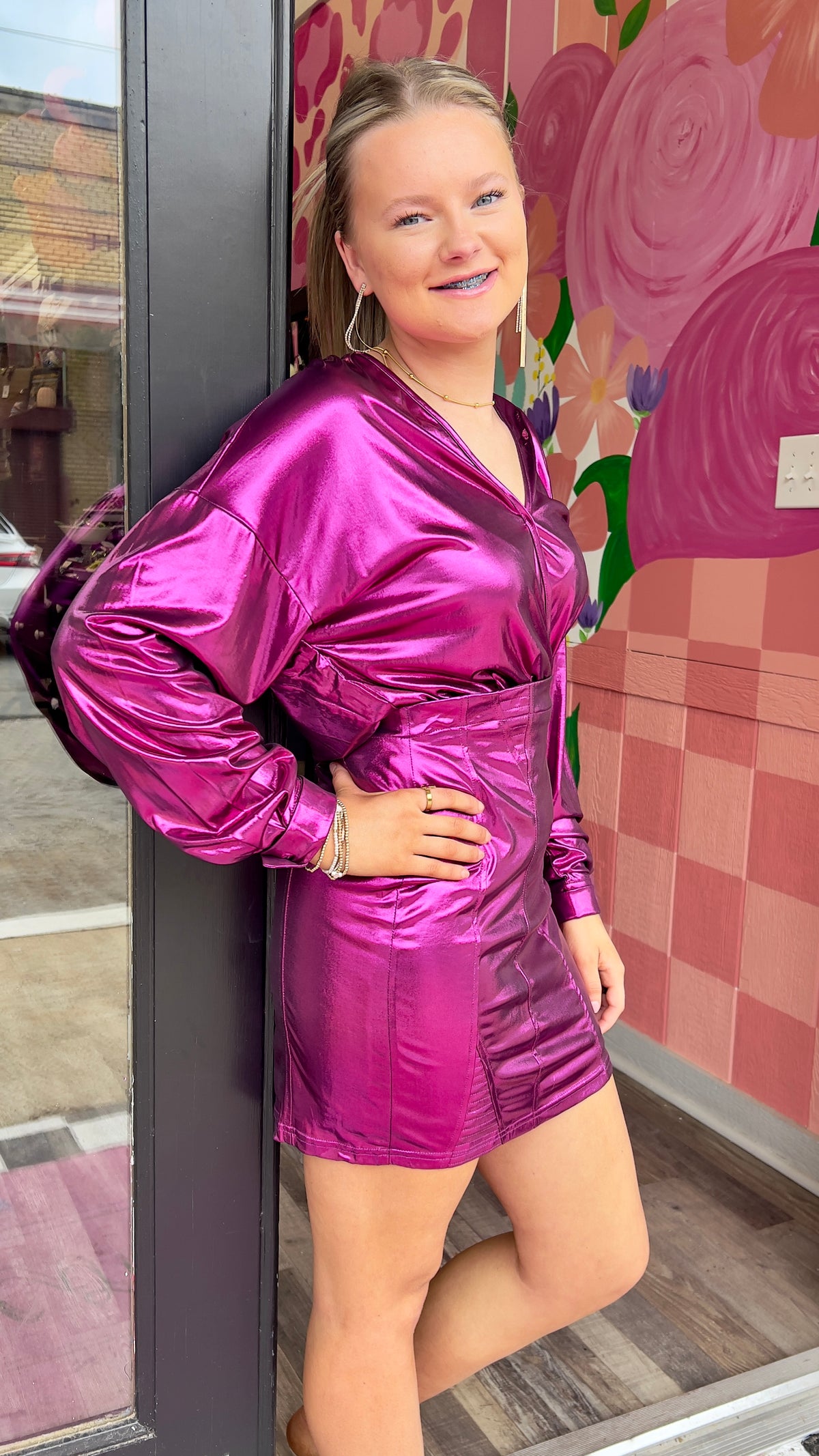 10-19584 Magenta Leah Dress-Mini Dress-Broken Boutique-Palestine-TX