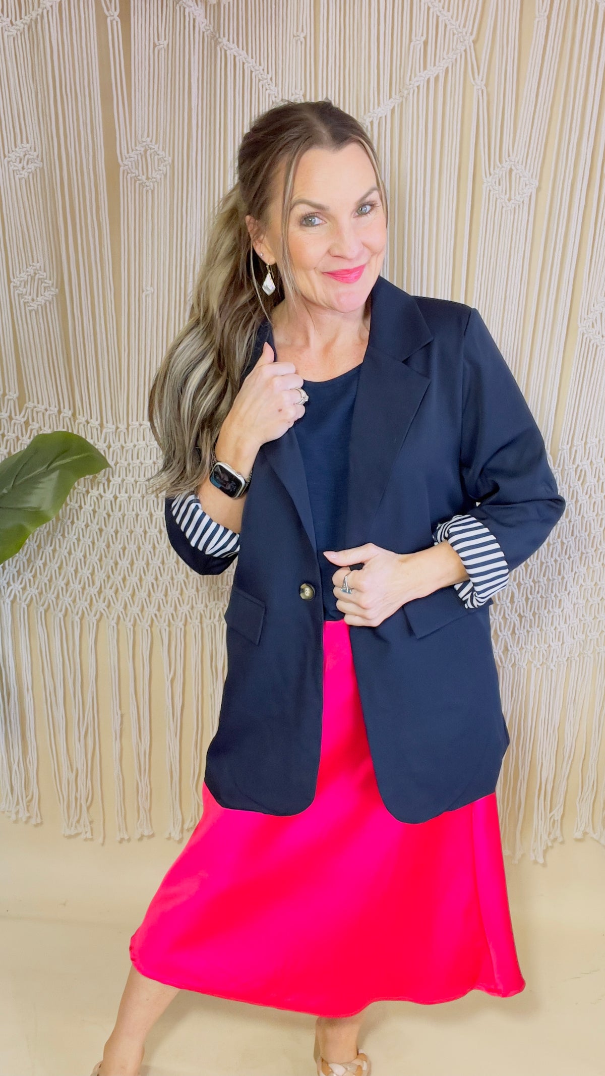 2-Navy Single Button Blazer-Blazer-Broken Boutique-Palestine-TX
