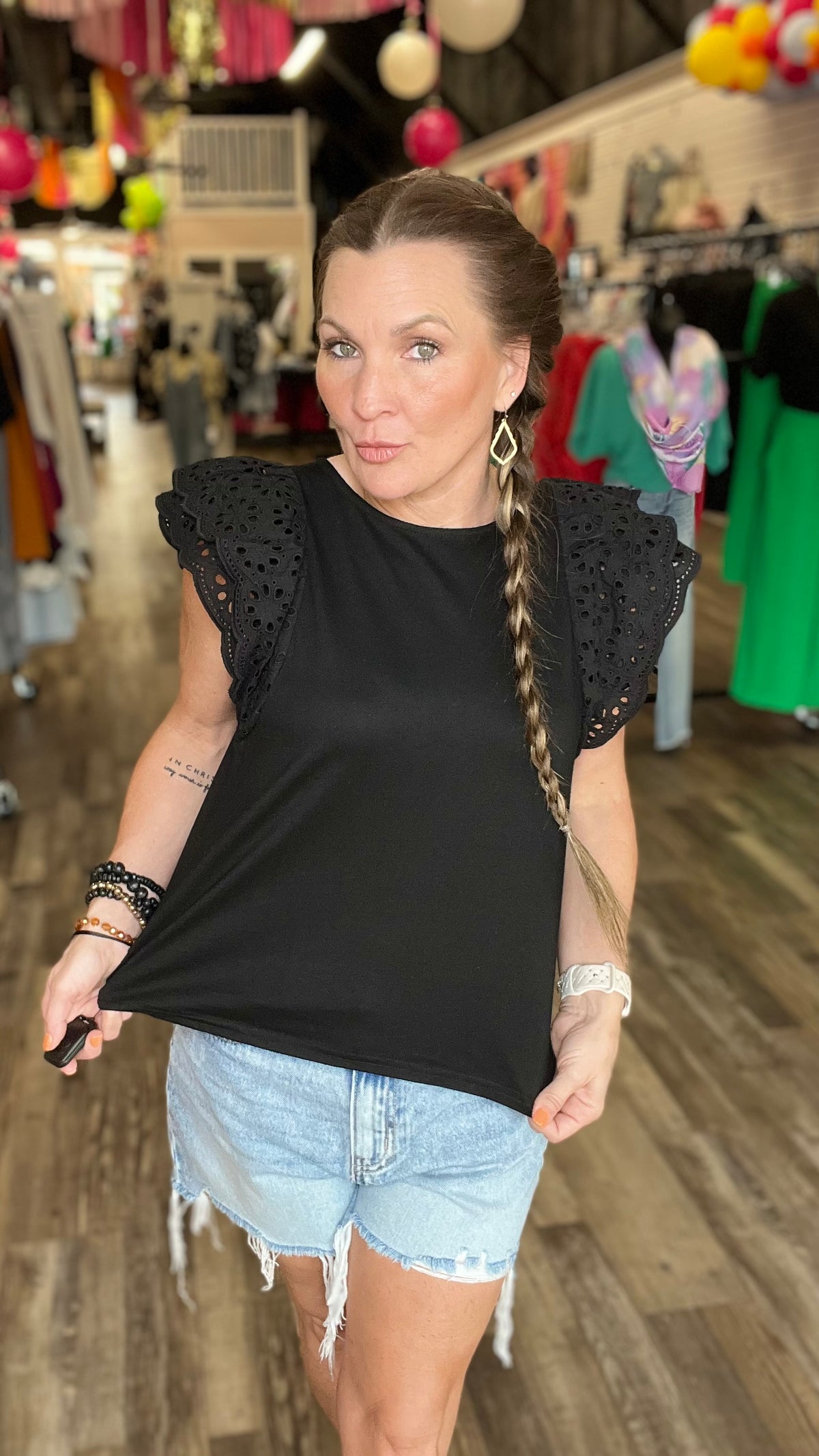 Black Lizzi Top-Blouses-Broken Boutique-Palestine-TX