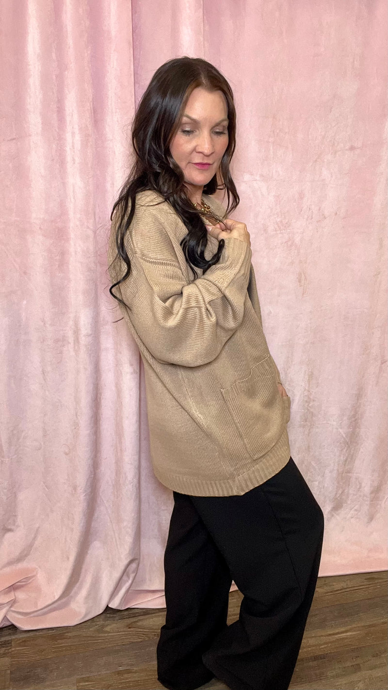 Coffee Date Cardi in Dark Taupe
