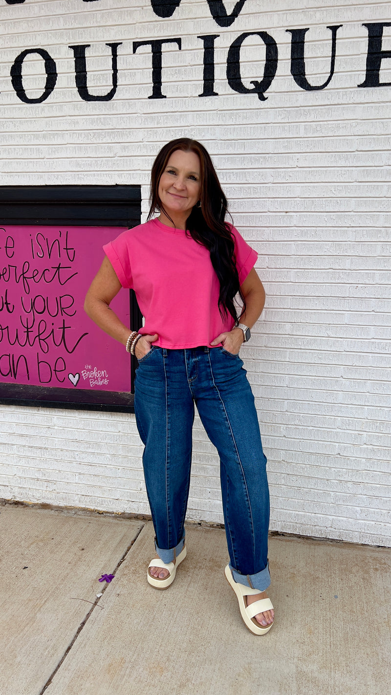 The Haven High Rise Barrel Jean