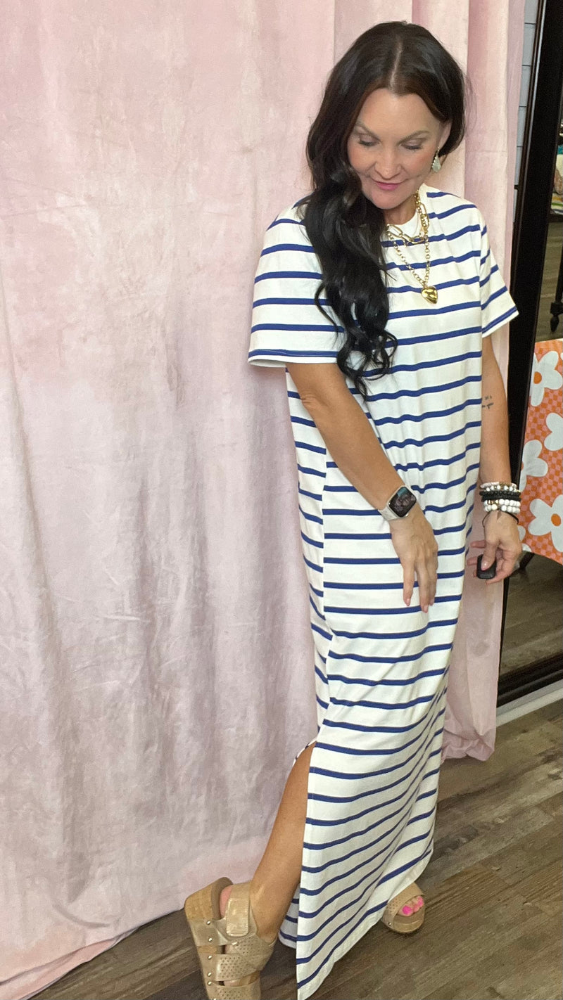 Stripe Me Happy Blue Dress