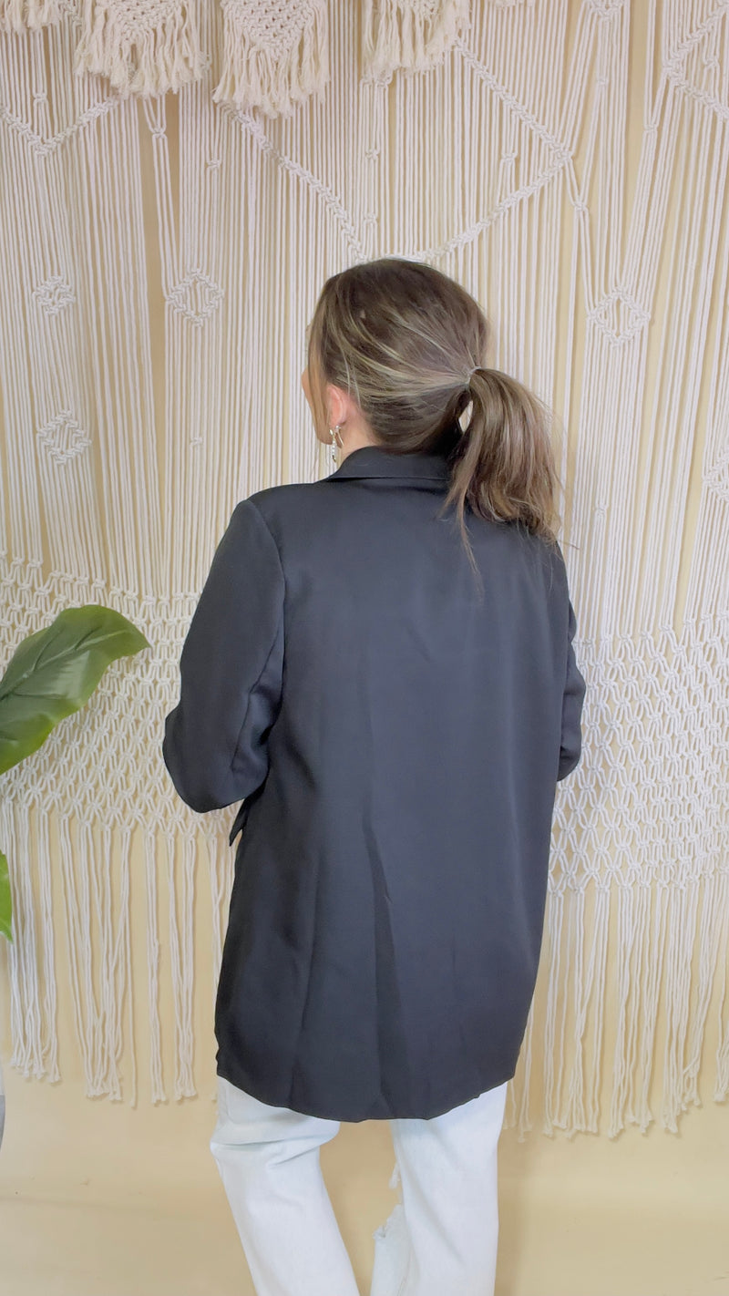 2-Black Single Button Blazer-Blazer-Broken Boutique-Palestine-TX