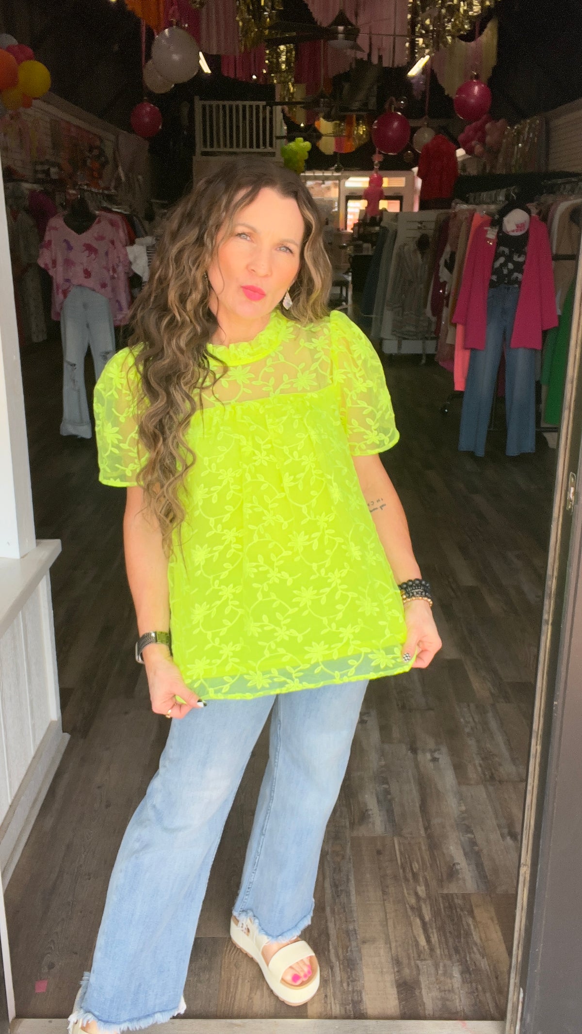 Lime Amy Top-Blouses-Broken Boutique-Palestine-TX