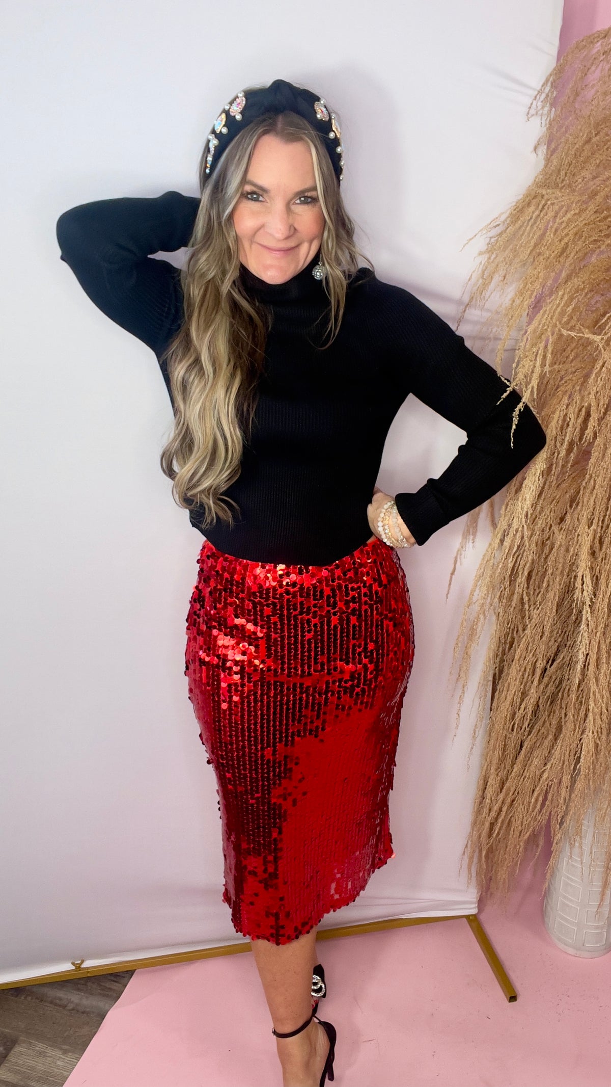 11-8883 Red Lucinda Skirt-midi skirt-Broken Boutique-Palestine-TX