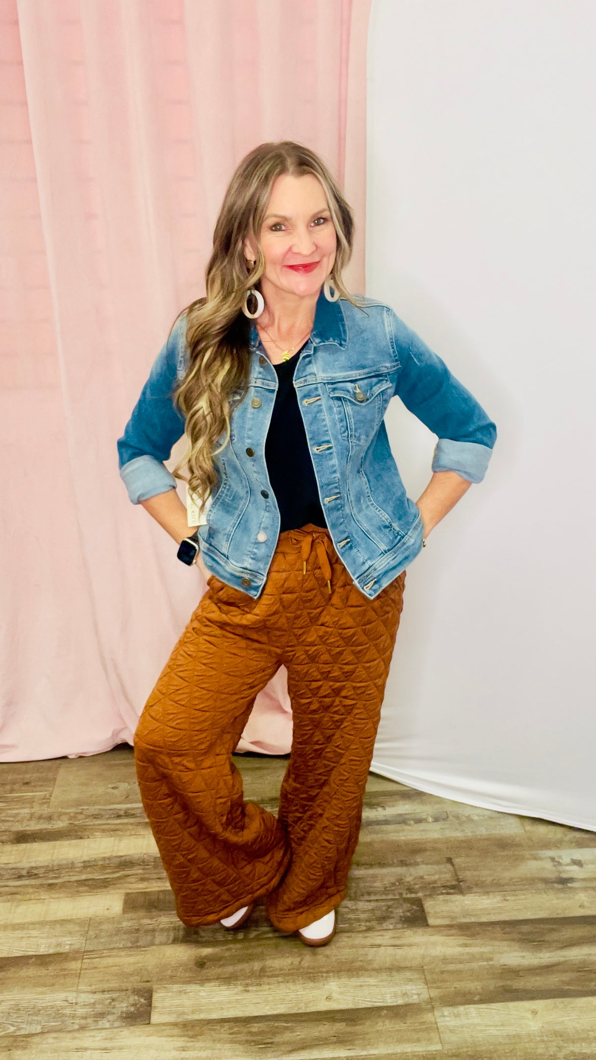 1-9004 Brown Quilted Bottoms-bottoms-Broken Boutique-Palestine-TX