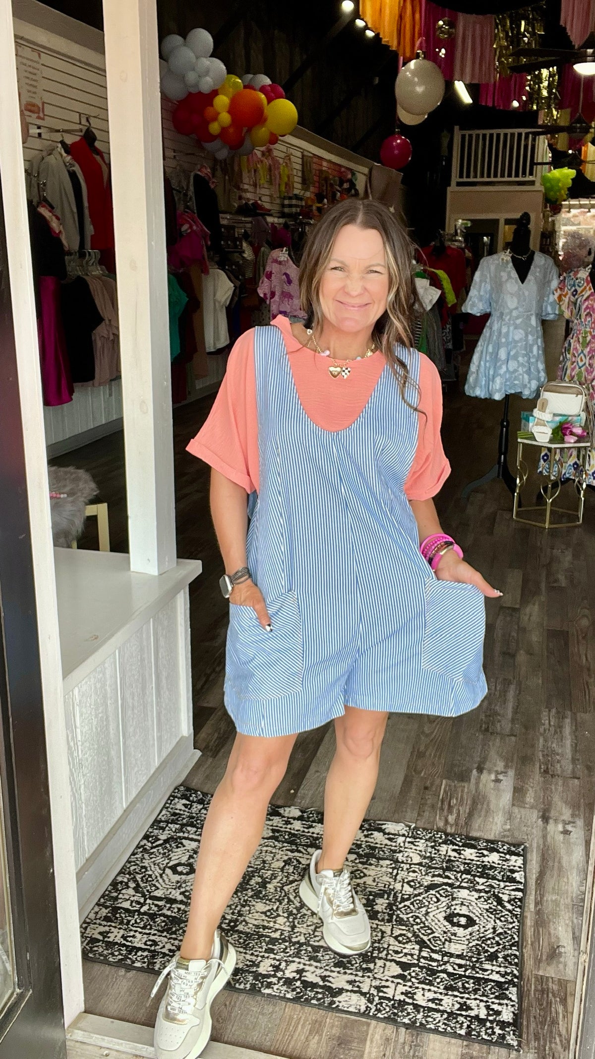 3-9767 Blue Tiffany Short Overalls-bottoms-Broken Boutique-Palestine-TX