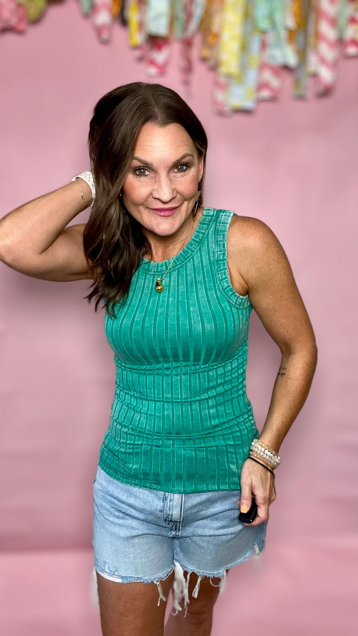 Green Ashlin Top-tank top-Broken Boutique-Palestine-TX