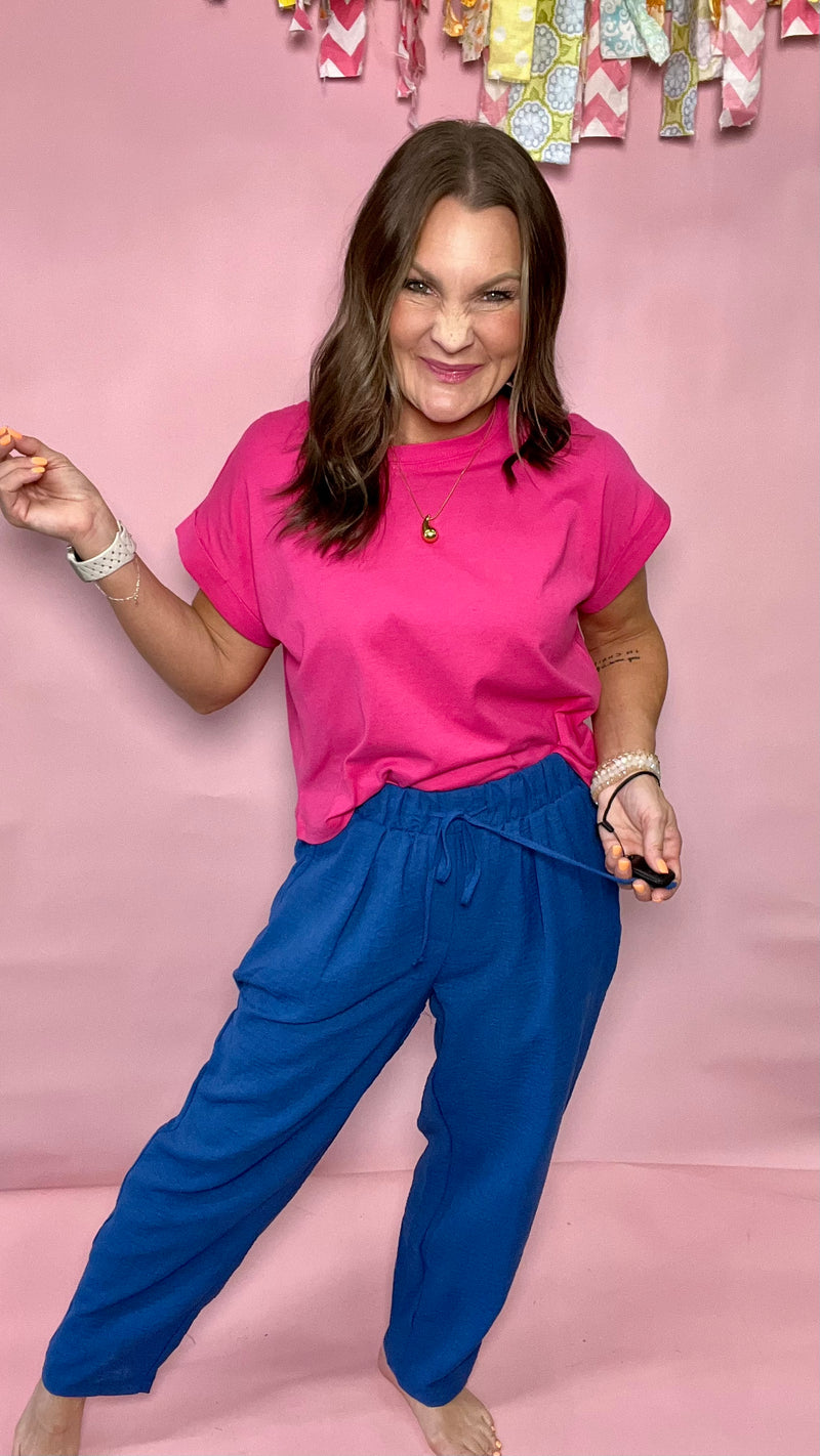 Lt Navy Renae Pant-Crop Pants-Broken Boutique-Palestine-TX
