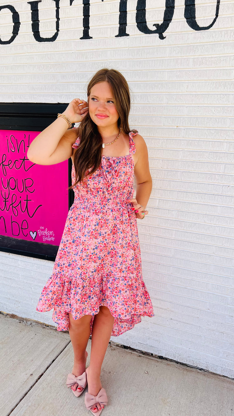 Rose Floral Jeri Dress-Midi Dress-Broken Boutique-Palestine-TX