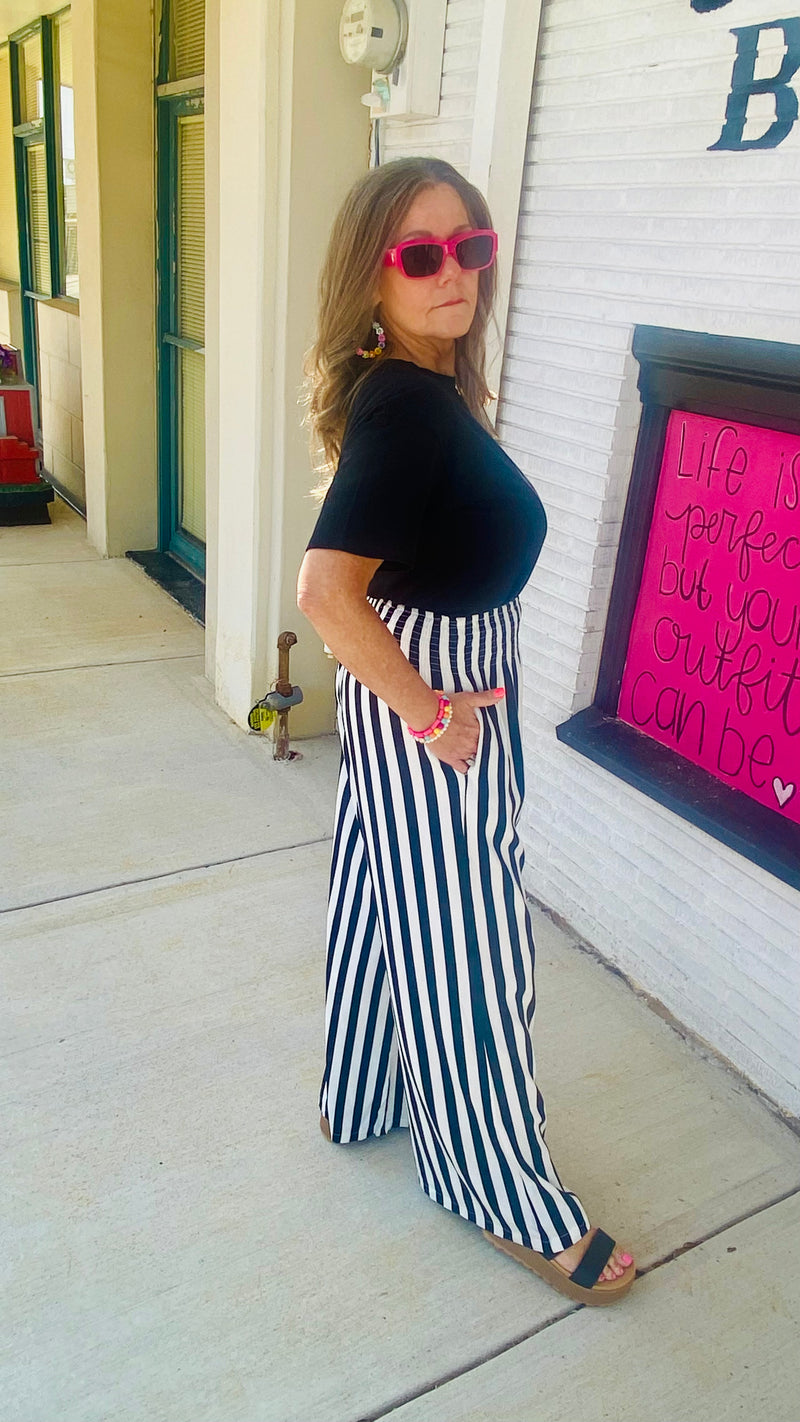 5-81443 Black Stripe Aubrey Pants-dress pants-Broken Boutique-Palestine-TX