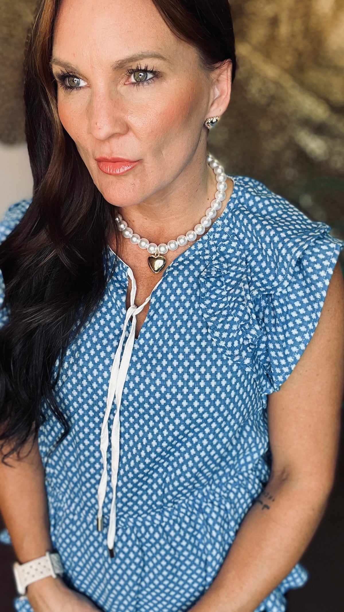 Golden Heart Pearl Necklace