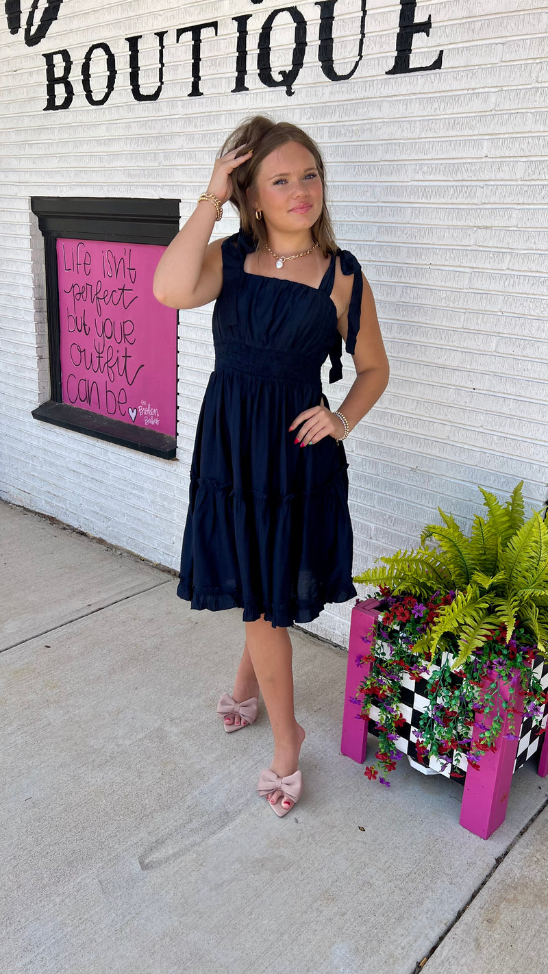 Midnight Suzan Mini Dress-Mini Dress-Broken Boutique-Palestine-TX